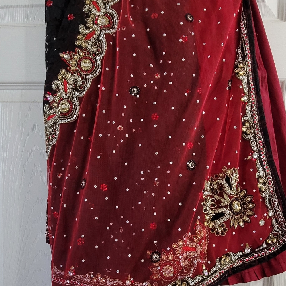 Black and red saree